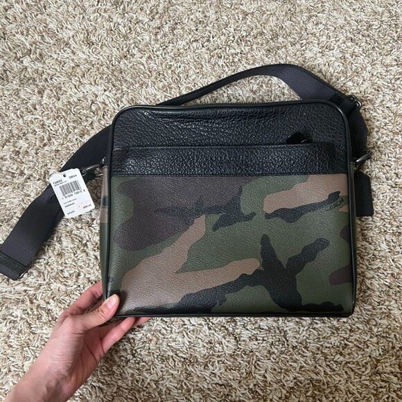 Coach Charles Camo Dark Green Multi Camera Crossbody Bag - Picture 3 of 10